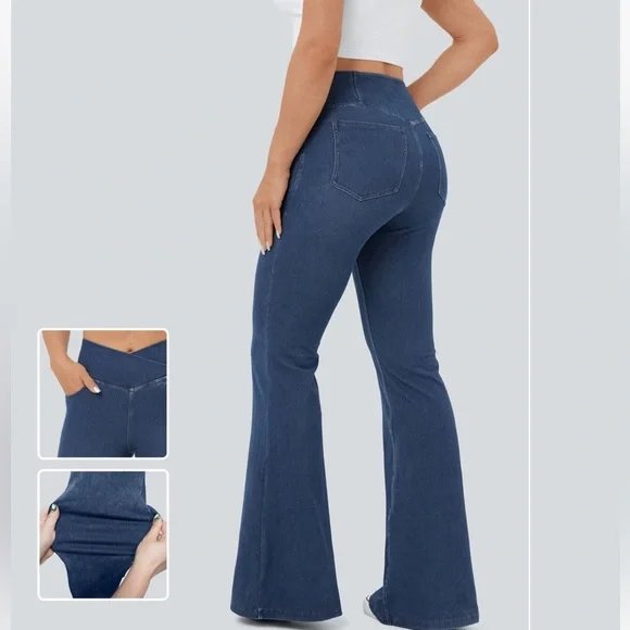 HALARA Women's Flare Jeans - Blue - Picture 4 of 14